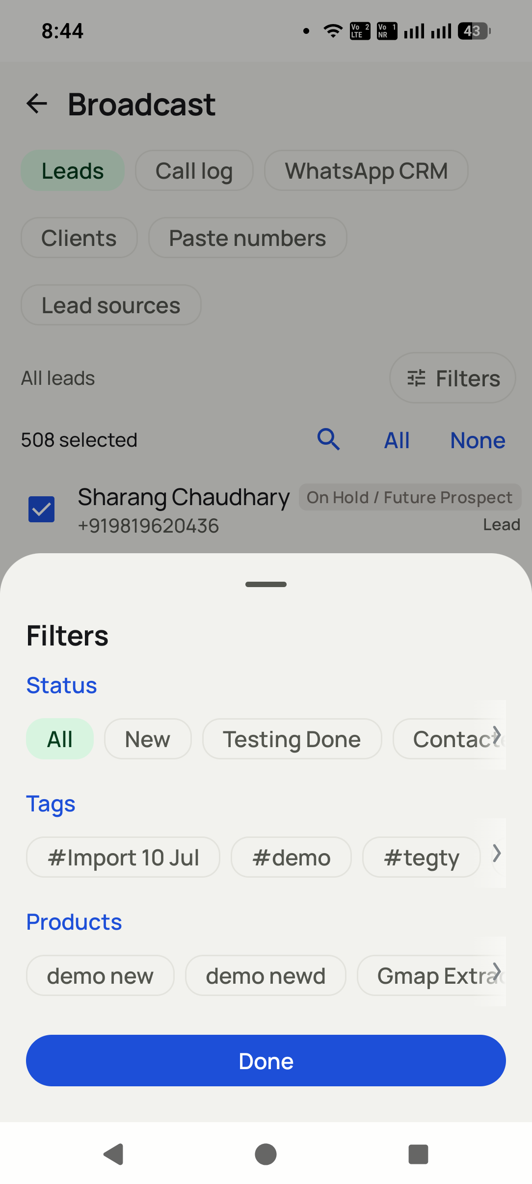 Bulk WhatsApp campaigns in the Dialmio app
