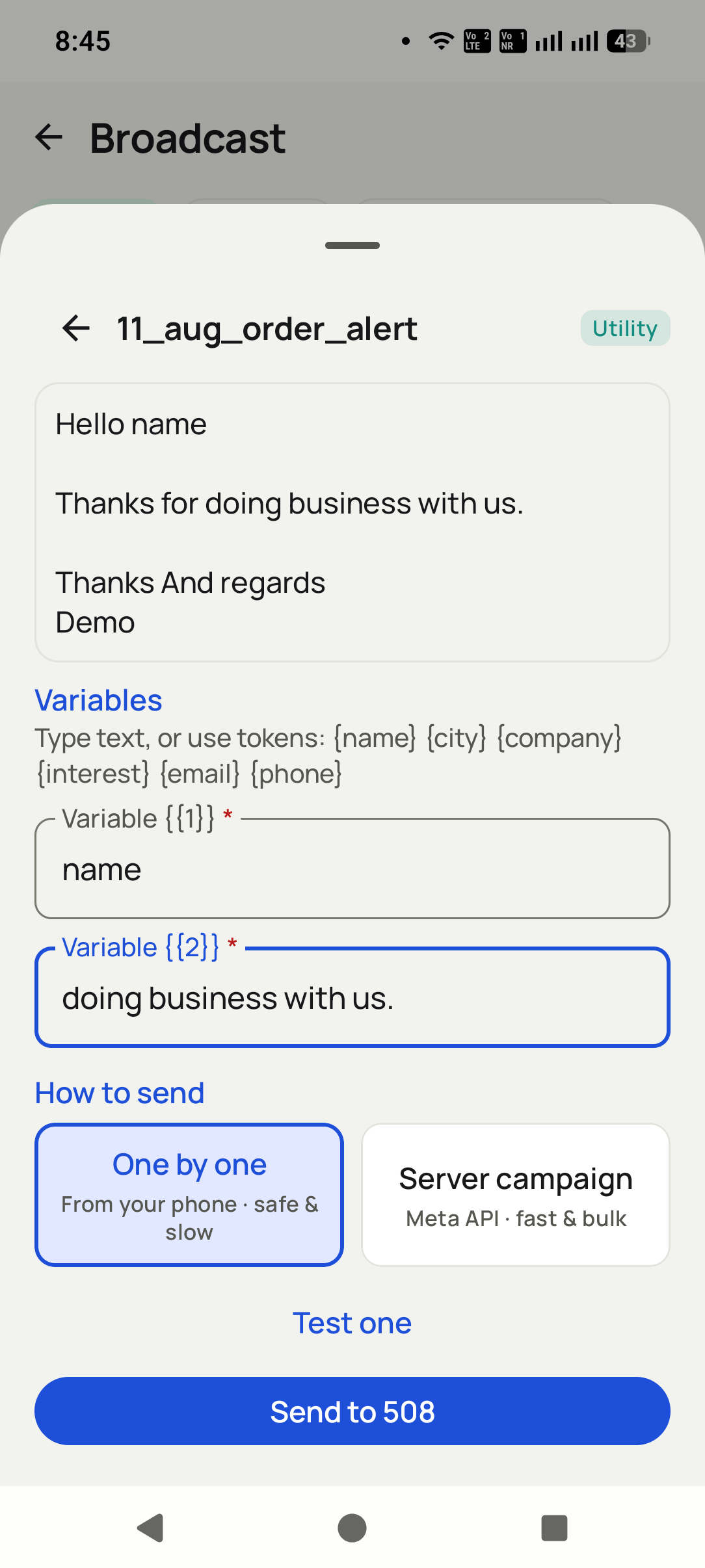 Bulk WhatsApp campaigns: Write once, personalise automatically