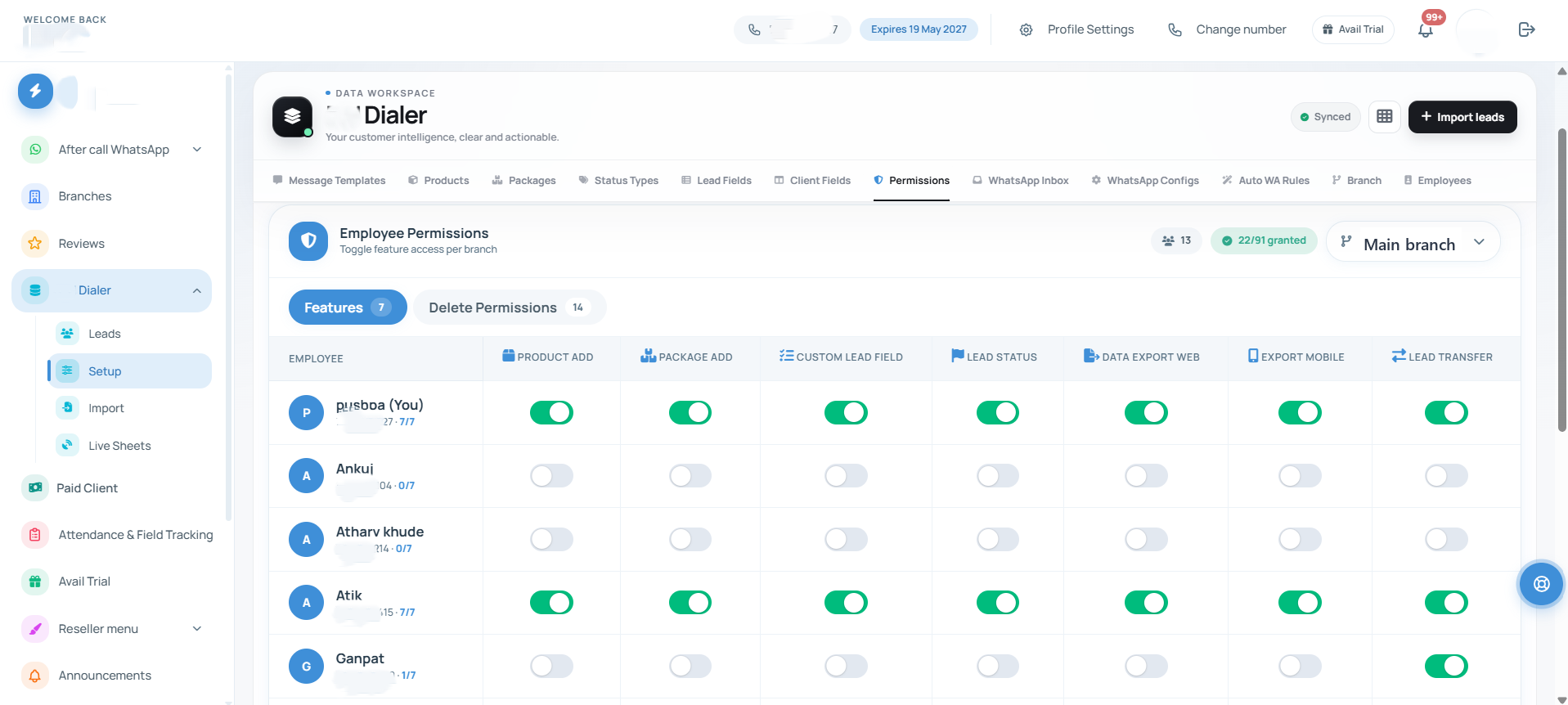 Excel and CSV lead import in the Dialmio app